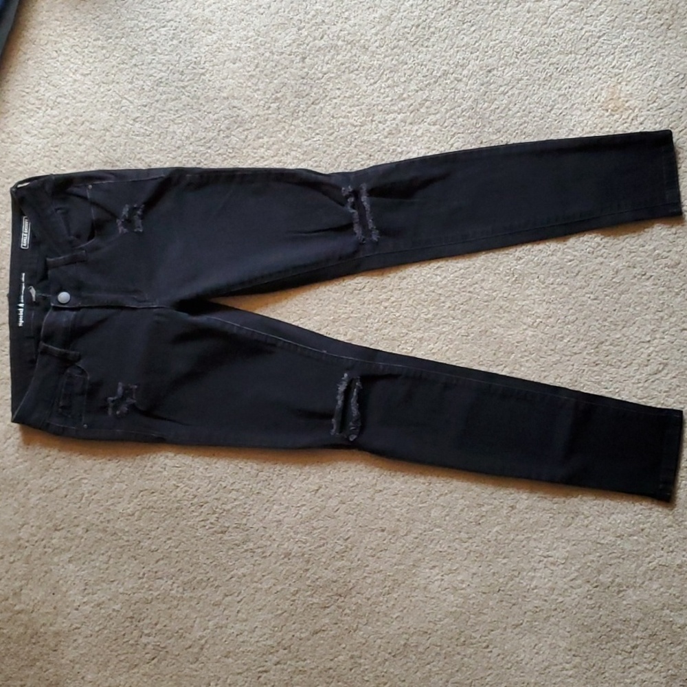 Special A Ankle Skinny Black Distressed Jeans Size 7